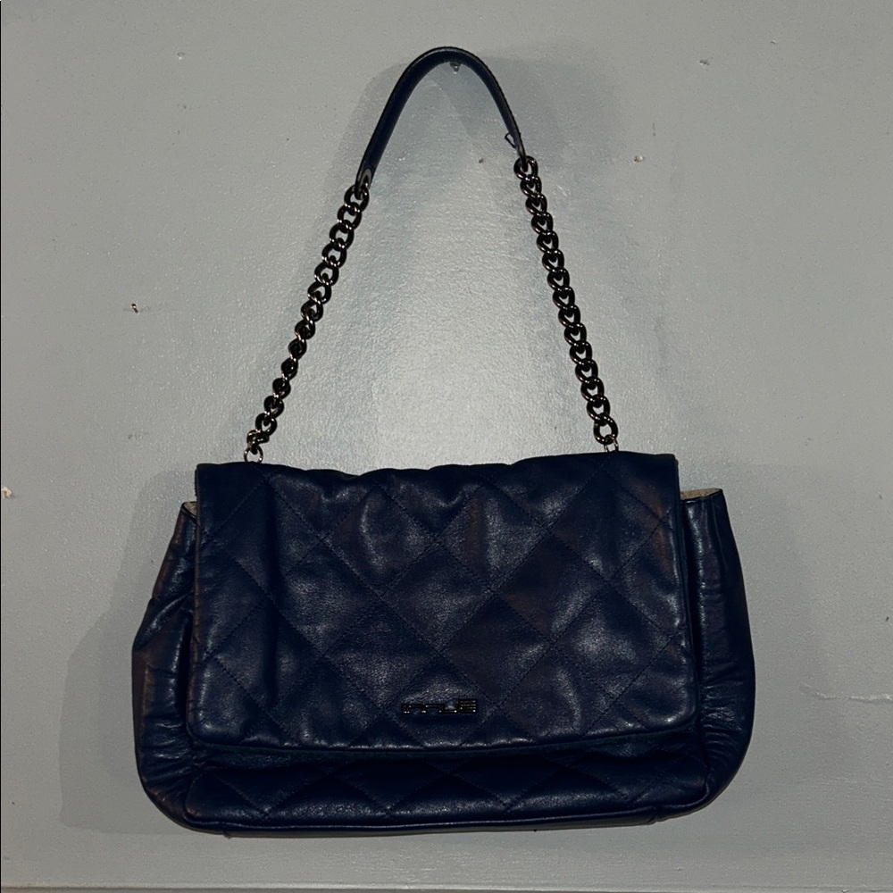 INNUE Elegant Navy Quilted Leather Italy Shoulder Bag